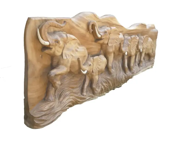 Product image 3 of the product “Wooden elephant relief. Approx. 271 cm Length, 96 cm Height ”